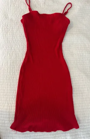 Windsor red ribbed body con dress thumbnail 1
