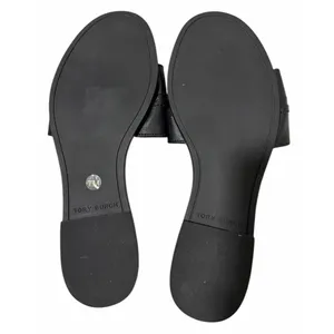 Tory Burch Everly‎ Calf Leather Gold Logo Slide Sandals Black Women's Size 7M thumbnail 8