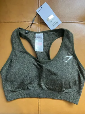 Gymshark Vital Seamless Sports Bra Olive Green Marl - Size Medium thumbnail 1