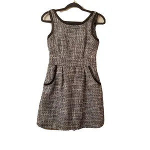 Anthropologie Tulle Black White Tweed Dress Size Medium Sleeveless Zip Pocket thumbnail 5