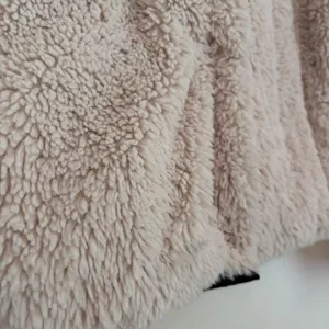 Thread Supply Ivory Soft Sherpa‎ Fuzzy Fleece Jacket Coat Black Trim small Snap thumbnail 2