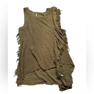 🌿 Free People Treat Me Tender Frayed Tank Top 🪶 Olive‎ Green Medium thumbnail 3