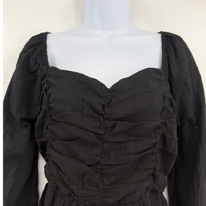 Newbury Kustom Witchy Milkmaid Top Sz L Coquette Noir Peplum Fairy Grunge Smock thumbnail 4