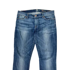 7 For All Mankind Roxanne Crop Jeans‎ Medium Wash Blue Denim Slim Fit Size 30 thumbnail 4