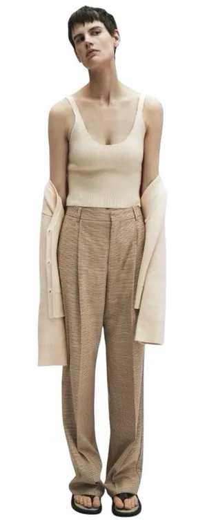 Zara Cream Knit Cropped Sweater Tank Top Camisole Size S Cream Minimalist Luxury thumbnail 1