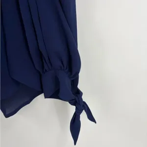 Express women’s the portofino navy slim fit long sleeve tie cuff blouse size XS thumbnail 2