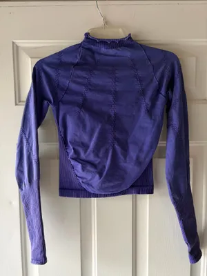 Free People Movement Spandex Perforated Purple Skim Top thumbnail 2