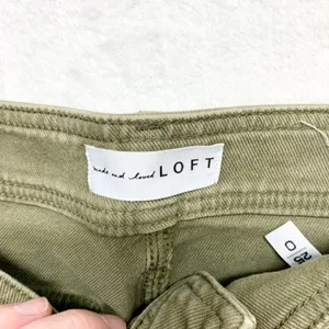 LOFT High Waist Wide Leg Pants Womens Size 0 25 Olive Green Utility Twill Cotton thumbnail 6