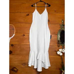 NWOT Lulus Stun Like Me White Bodycon Trumpet Hem Midi Dress Gala Banquet Sz XS thumbnail 2