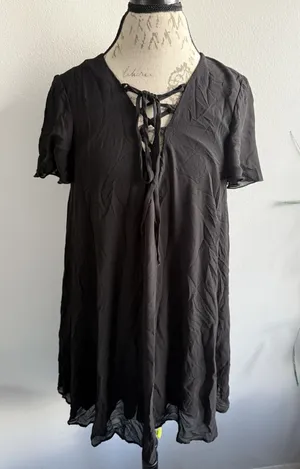 SHOW ME YOUR MUMU Matilda‎ Mini Dress Black Lace Up Size Medium thumbnail 1