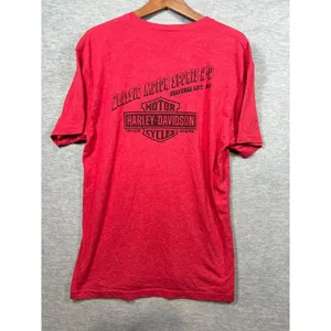 Harley Davidson XL Top Red Skull‎ Anchor Graphic T-Shirt Traverse City thumbnail 5