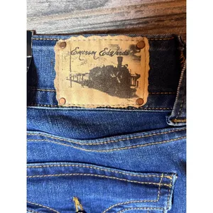 NWT Emerson Edwards Flare Boot Cut Jeans Dark Wash Size 32 Mid Rise Raw‎ Hem thumbnail 13
