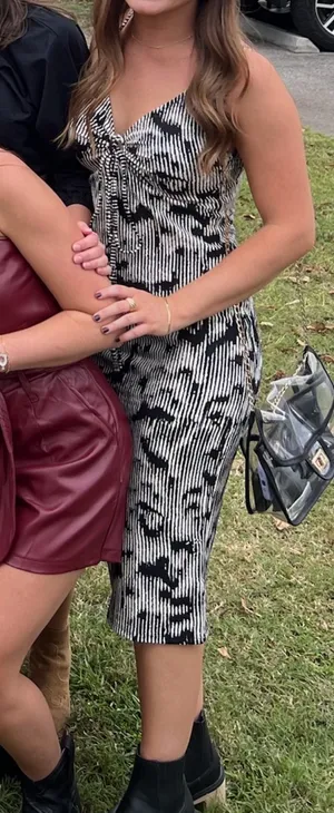 H&M Black and White Midi Dress thumbnail 3