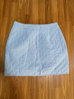 Athleta Apres ski athletic quilted mini skirt light blue zip front size 10. thumbnail 3