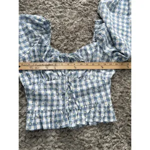 Rose & Grey Women’s M Gingham Peasant Crop Top Long Sleeve Cottagecore Floral thumbnail 10