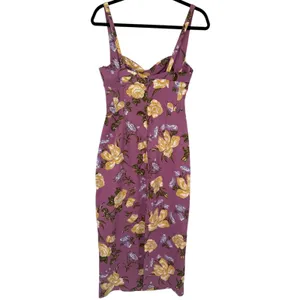 Zara Floral Midi Dress Sweetheart Bustier Coquette Bodycon‎ Pencil Size Small thumbnail 4