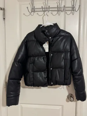 ZARA Puffer Jacket Leather thumbnail 3