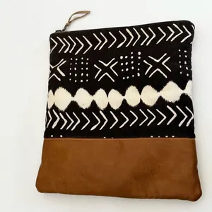 Maddie Kay faux leather and cloth fold over clutch thumbnail 6