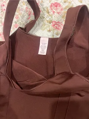 PINK Victoria's Secret Chocolate Brown Scoop Tank thumbnail 4