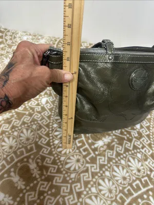 COACH Olive Leather Tote with Signature Charm thumbnail 7