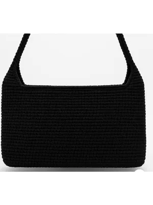 The Sak Crochet Casual Handbag Purse Hobo Stylist Bag Lined Black thumbnail 4