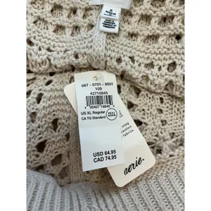 Aerie Womens XL Crochet Wide Leg Pants Cream Knit Beach Cover Up 0701-8501 NEW thumbnail 7