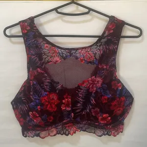 VS PINK Floral Orchid Wildflower High Neck Mesh Push Up Bralette $40 EUC M thumbnail 9