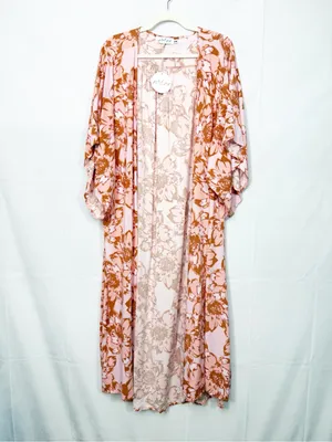 Petal + Pup Longline Floral Open Front Kimono Duster Topper Cardigan Maxi Boho thumbnail 3