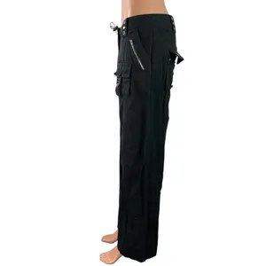 Edikted Women's Black Rivets Buckle Mid Rise Straight Leg Trousers Cargo Pants M thumbnail 2