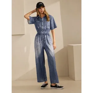 NWT Oddi Acid Washed Chambray Denim Jumpsuits Size Medium Casual thumbnail 3