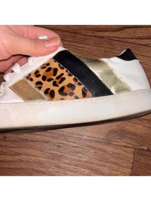 Steve Madden Fone White and Leopard Print Women's Sneakers Casual Everyday FLAWS thumbnail 6