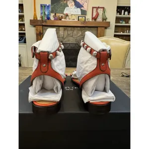 Coach Sadie Semi Black Calf Studded Sandals Size 6.5 Deep Coral T Strap thumbnail 5