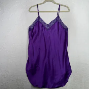 Victoria's Secret Large Slip Dress Purple Satin Lace Vintage Gold Label Nightie thumbnail 2