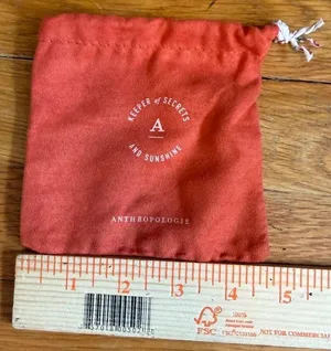 Anthropologie Coral Drawstring Jewelry Pouch Dust Bag 4"x4.5" Keeper Of Secrets thumbnail 1