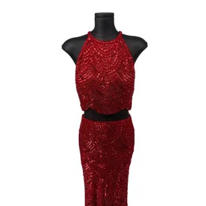 Sherri Hill 52063 Red Two Piece Sequin Prom Gown NWT Size 0‎ $598 thumbnail 4
