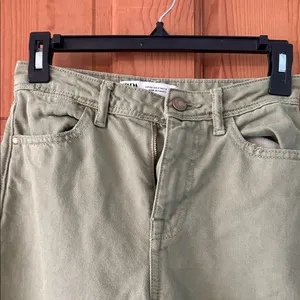 Zara Size 0 Women's Teen Girl Olive Green Women's Jeans BROKEN ZIPPER thumbnail 3