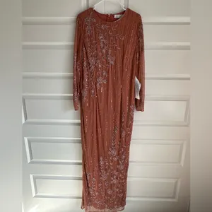 Mac Duggal Embellished‎ High Neck Illusion Long Sleeve Gown 11136 NWT 12 thumbnail 4
