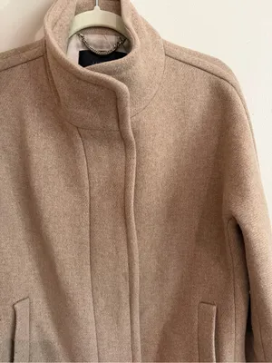 J. Crew Stadium Cloth Wool Cocoon Funnel Neck Pea Coat in Camel Beige Sz 8 thumbnail 10