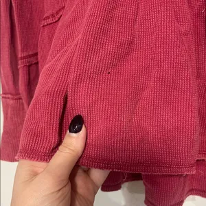 Free People WE THE FREE COASTAL PEPLUM THERMAL TOP BLOUSE RED/PINK MEDIUM thumbnail 3