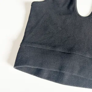 THE KRIPT Womens Basic Black Ribbed Knit Halter Neck Crop‎ Top Tank Size XS thumbnail 2