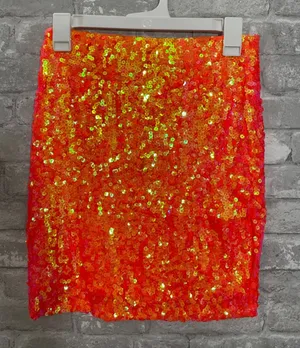 Maner Sequin Pencil Skirt in Vibrant Orange thumbnail 1