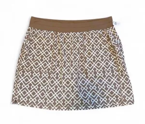 Talbots Brown & White Geometric Mini Tennis Skirt with shorts thumbnail 1