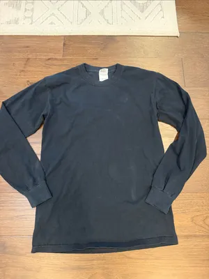 Gildan Navy Blue Cotton Long-Sleeve Crewneck Shirt Size Small - C33-086 thumbnail 3