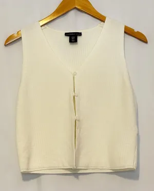 Sincerely Jules Sweater Vest Sleeveless Cardigan Off‎ White Ivory size M thumbnail 1