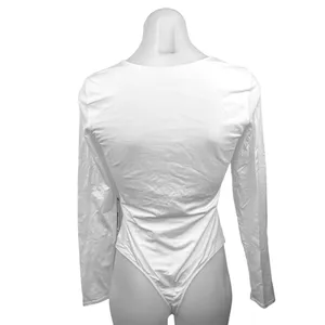 NEW Everlane White Supima Cotton Square Neck Long Sleeve Thong Bodysuit Size M thumbnail 2