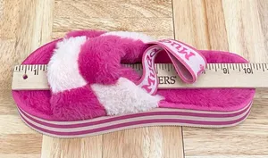 MUDD Stormy Fuchsia/White Fuzzy Elastic Slingback Slides Platform Slippers Sz 9 thumbnail 6