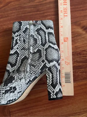 Marc Fisher Snake-Print Pointed Toe Women's Ankle Boots - Black & White thumbnail 11