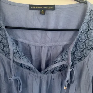Adrienne Vittadini Lavender-Blue Lace Yoke Blouse thumbnail 2