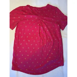 Chico's Women's Pink Gold Metallic Print Knit V-Neck Short Sleeve T-Shirt S thumbnail 4