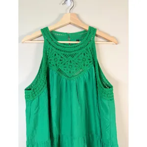 BTFBM‎ Green Crochet Lace Tiered Sleeveless Mini Dress NWT Boho Summer Halter thumbnail 3